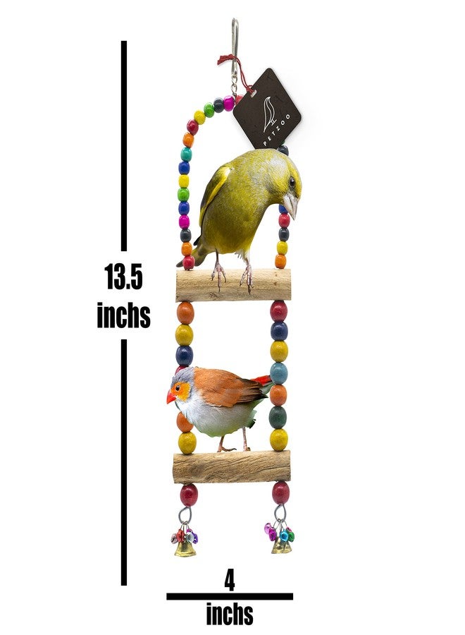 PETZOO Bundle of 3 Multicolor Natural Wooden 2-Storey Bird Perches Toys Resting Toy Chew Toy for Your Birds, Parrots, Finches, African Gray, Conure Activity - Image 5
